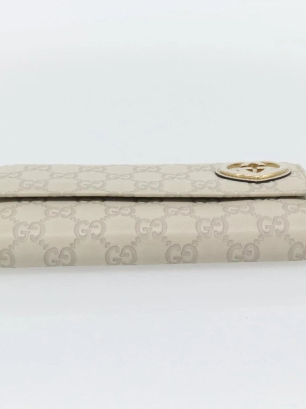 GUCCI GG Canvas Guccissima Lovely Heart Wallet Leather Ivory 251861 Auth 182242V - Picture 6 of 16